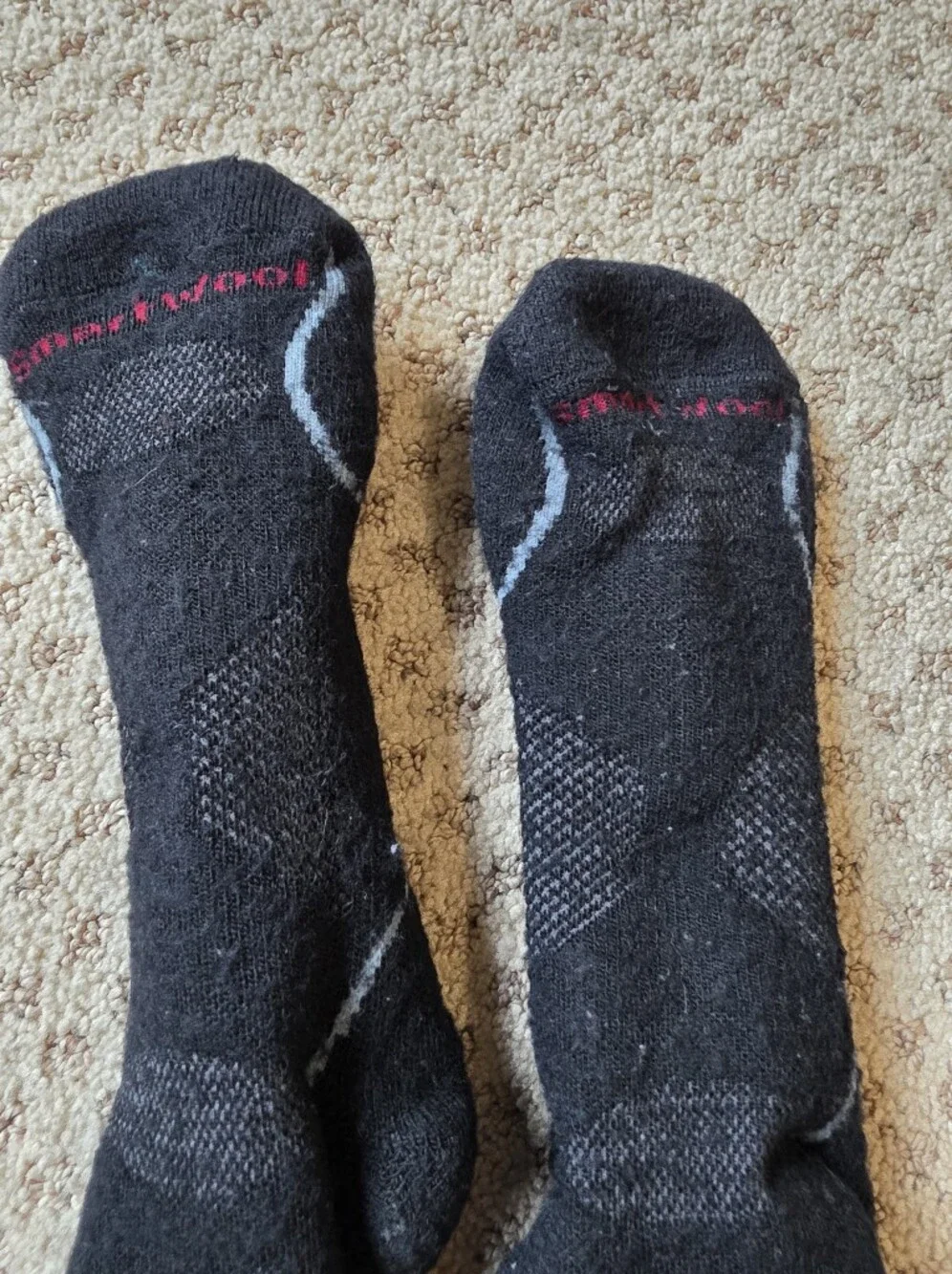 Smartwool Black Athletic Over The Calf Socks with Gray Detailing